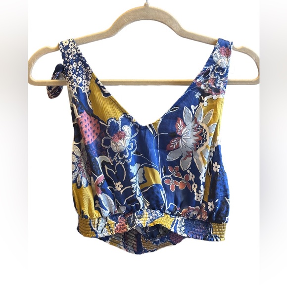 Free People Intimately โWeekend in Montaukโ Blue Floral Tie Strap Crop Top NWT ๐ผ - Picture 6 of 12